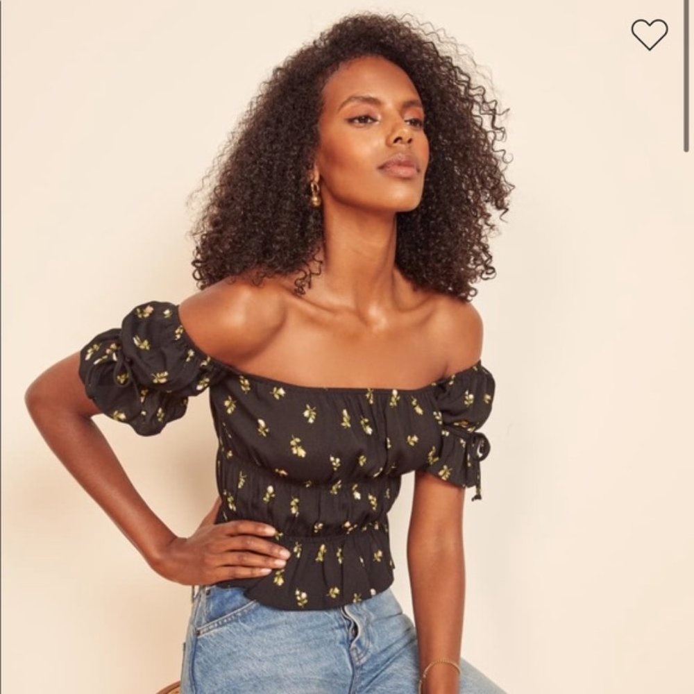 Reformation Solis Top Briar - floral puff sleeve crop top